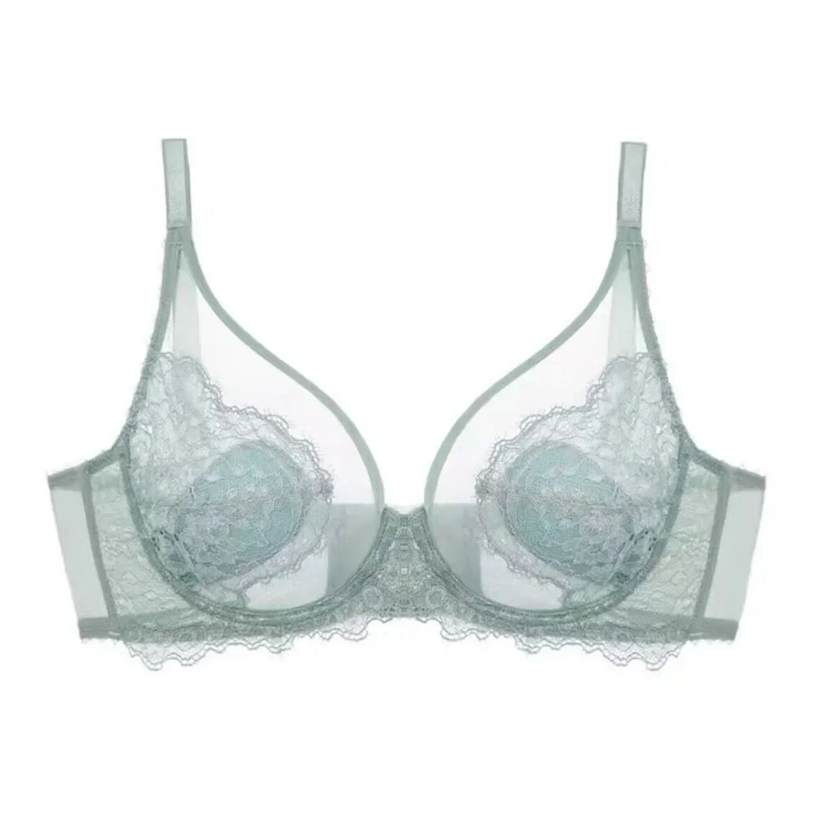 Pink Underwear for Women, Thin, Large Breasts, Small Breasts, Gathered Full Cups, Anti-drooping, Ultra-thin Bra. Bra Set 1