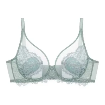 Pink Underwear for Women, Thin, Large Breasts, Small Breasts, Gathered Full Cups, Anti-drooping, Ultra-thin Bra. Bra Set 1