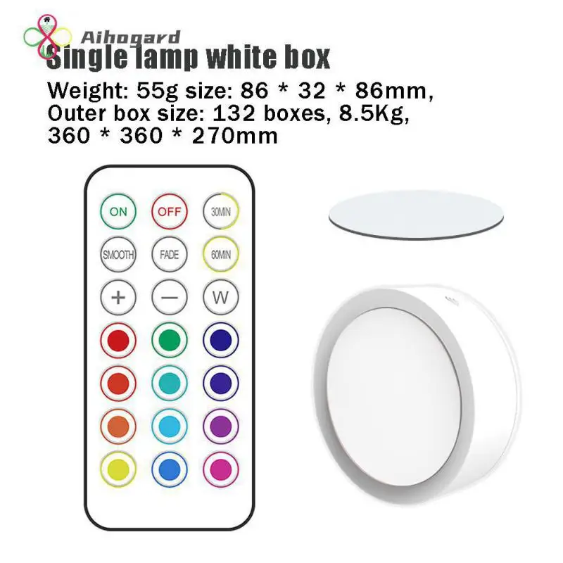 View of Pack-Battery-Powered-RGB-Led-Under-Cabinet-Light-Puck-Lights-with ...