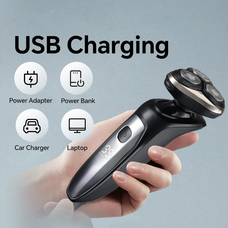Men's electric shaver rotary cordless shaver USB charging portable travel accessory