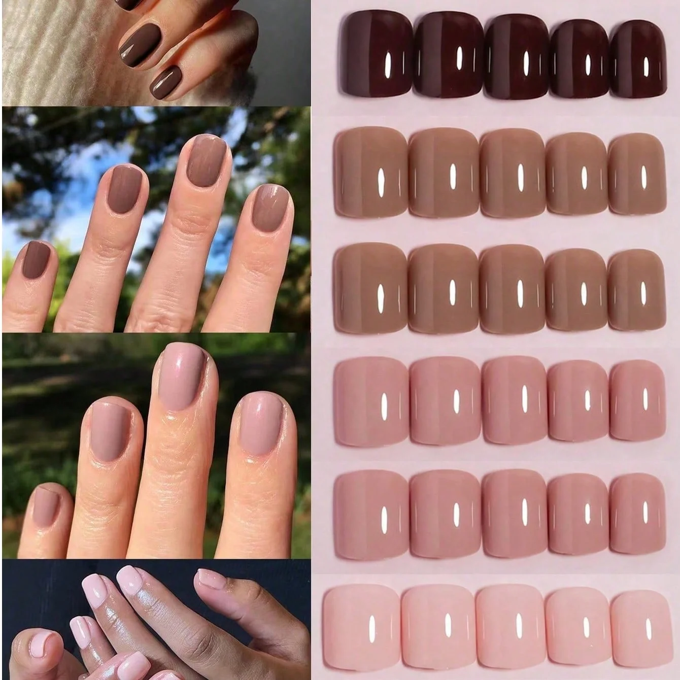 96PCS-Matte Style Pressed Medium Square Solid Color Nail Acryl Fake Nail Coffin Acryl Nail – Detail 1