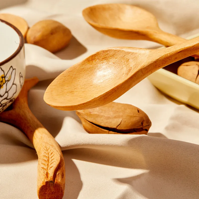 Wooden Spoon Kids Stirring Tea Wooden Coffee Mixing Spoon Tableware Soup- Spoon