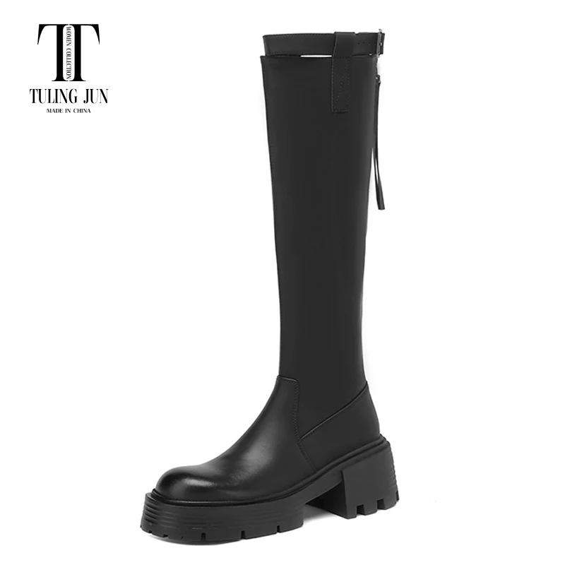 

TULING JUN2023 Winter Knight Women's Boots Rounded Toe Medium Heel Fashion Daily Comfort High Quality Shoes For Women L