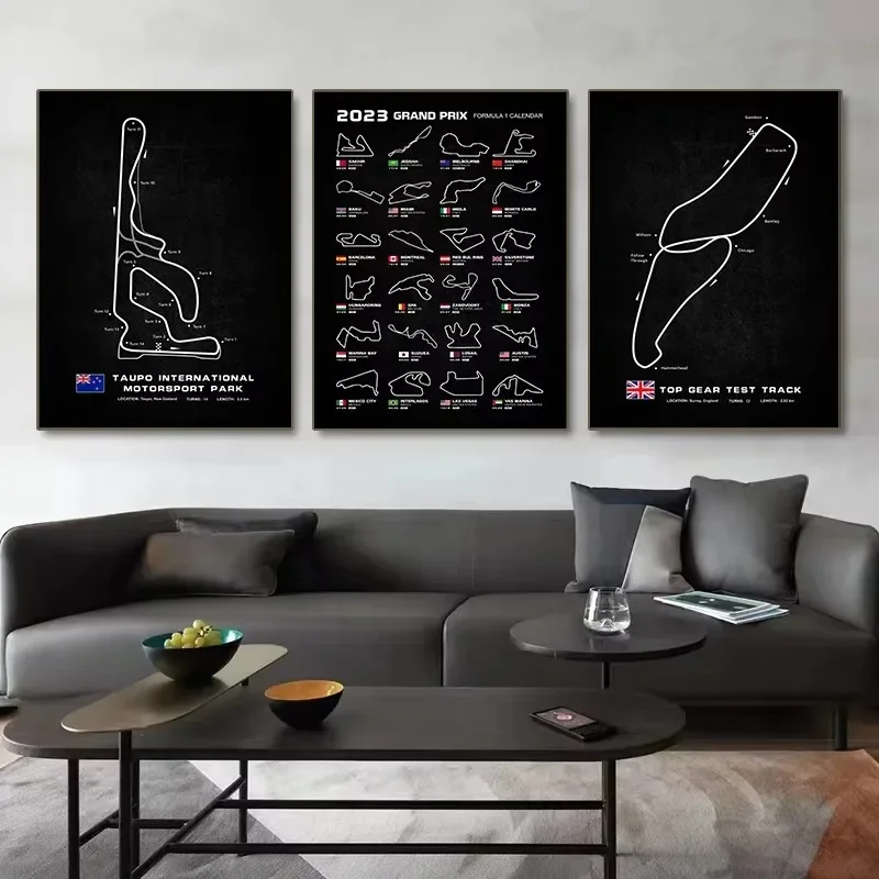 Modern World Racing Circuits Poster Prints Nurburgring Sarthe Nordschleife Canvas Painting Wall Art Picture Room Garage Decor
