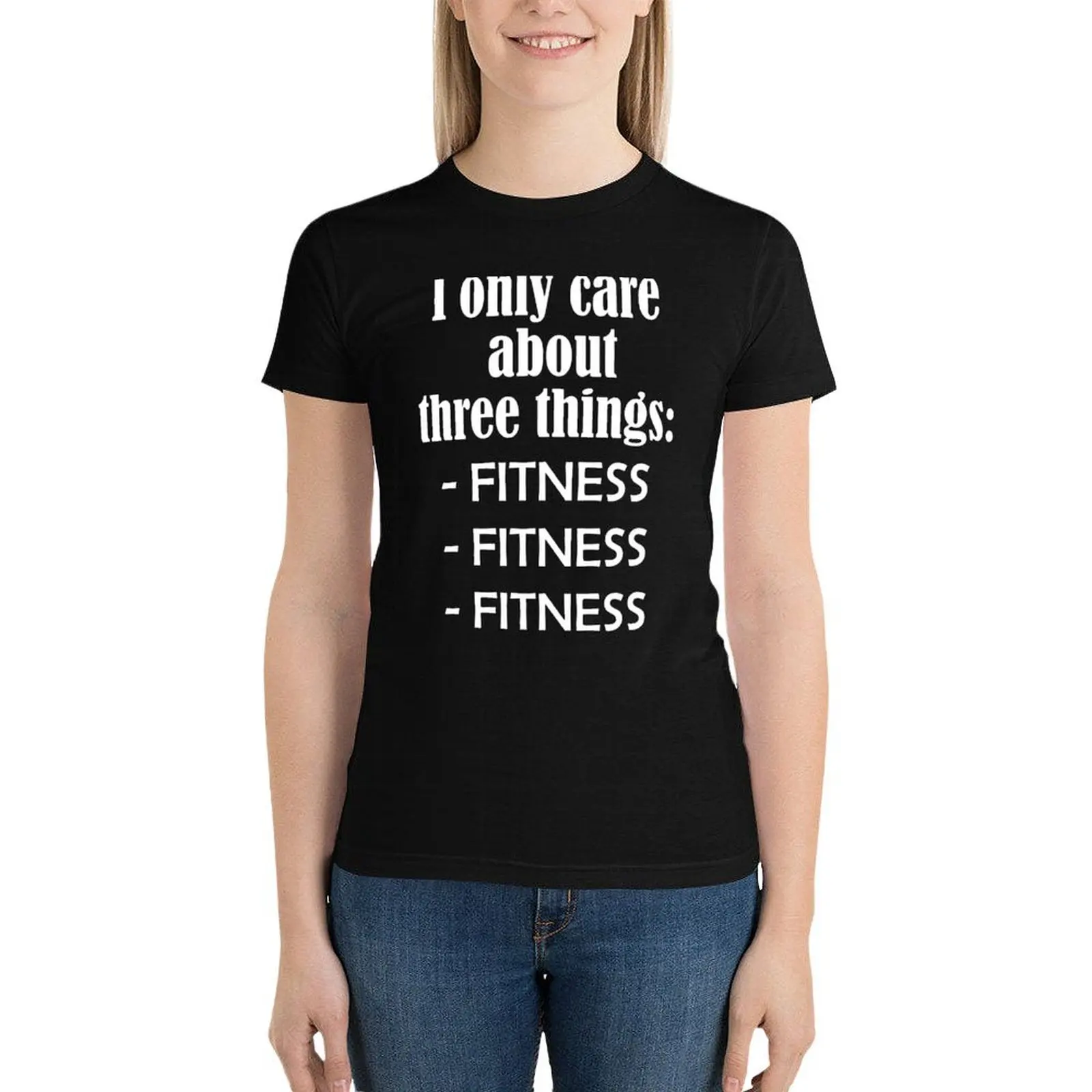 I only care about fitness T-Shirt anime clothes tees korean Women's clothes