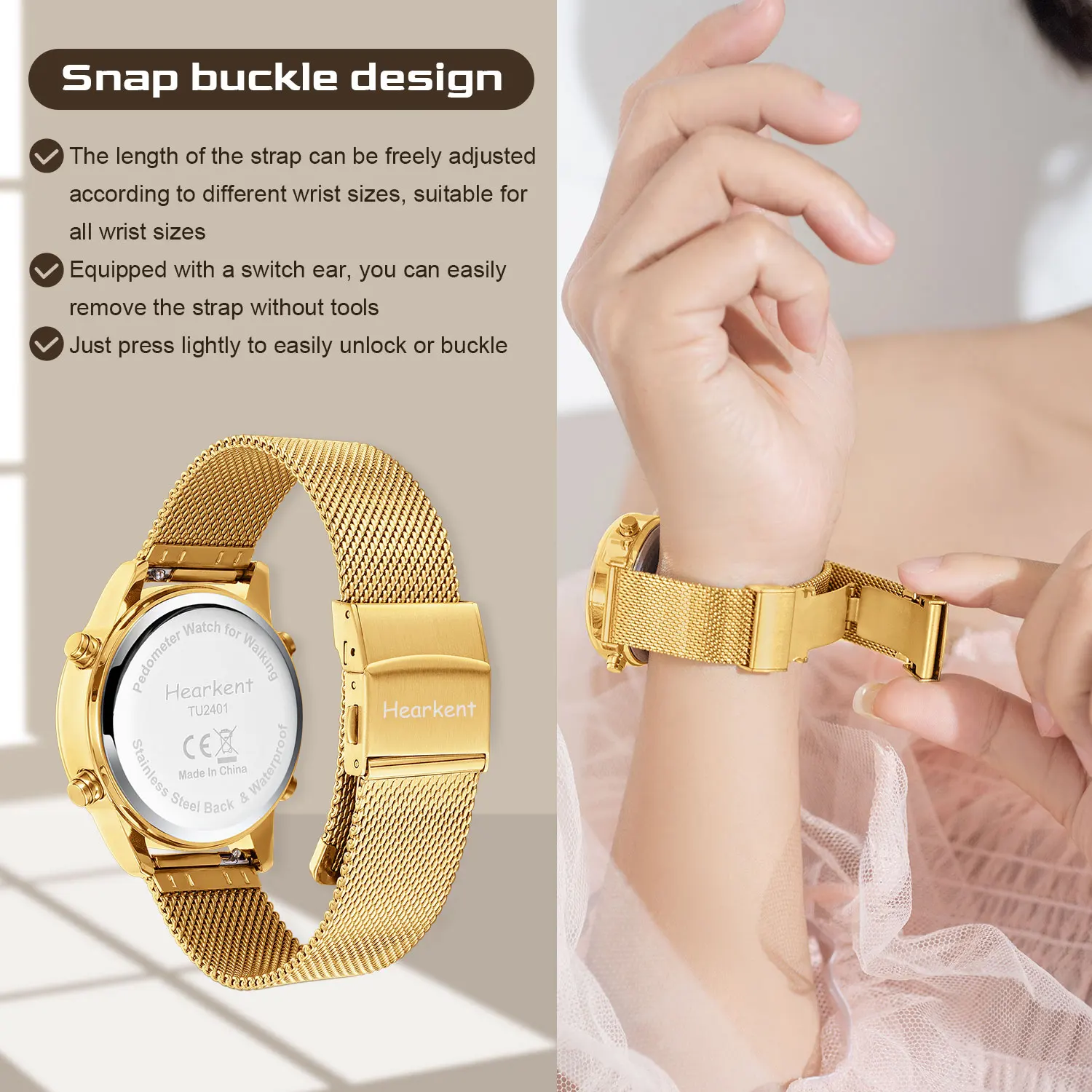 Hearkent Pedometer Watches Sport Step Counter Women's Digital Watches Calories Mile Tracker Waterproof 30M for Walking Running 3