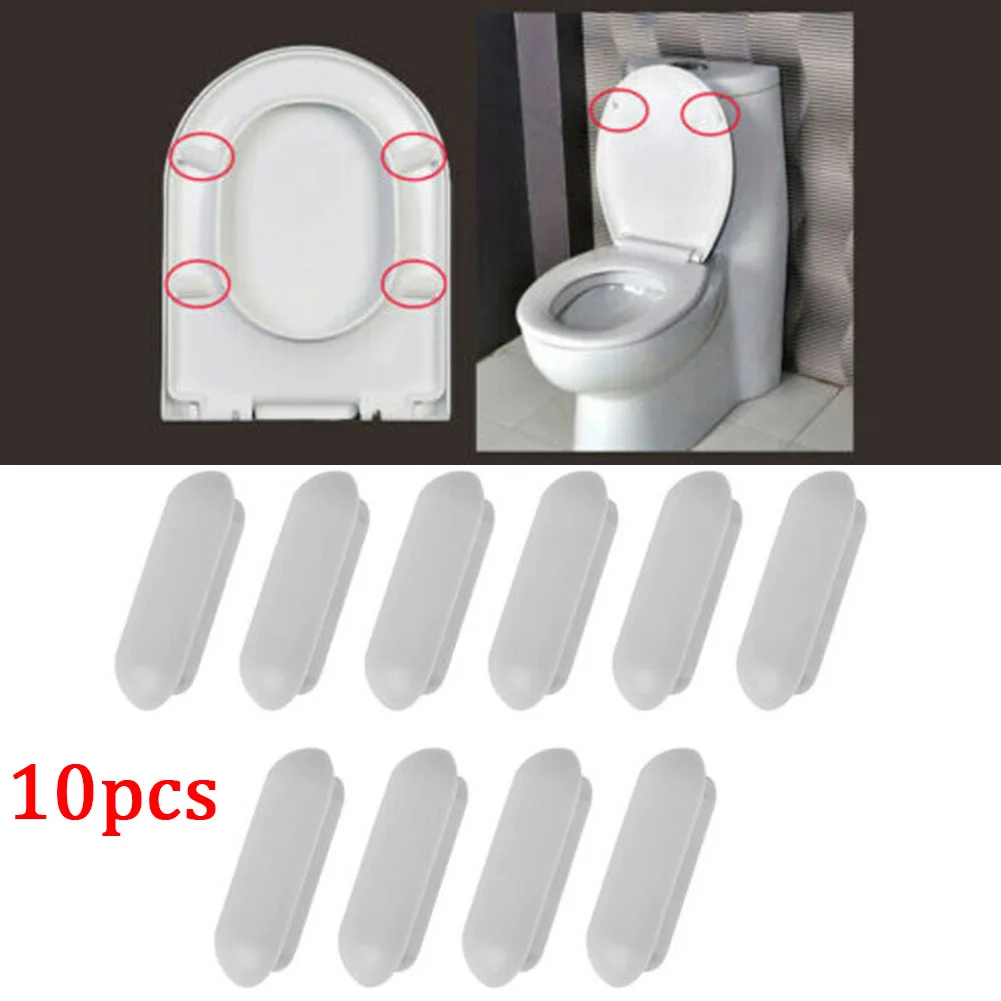 

10pcs Toilet Lid Accessories Toilet Seat Buffers Pack White Stop Bumper With Adhesive Pads Cushioning Part Closestool Protection