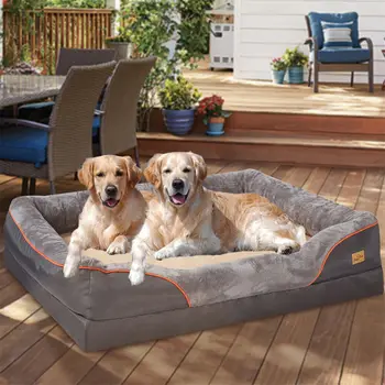 Jumbo Large Orthopedic Dog Bed Memory Foam Quilted Bolstered Pet Sofa Couch Elevated Cushion Warm Waterproof Mattress 3