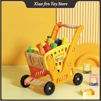 Children Supermarket Shopping Driver Cart Pretending Toy Children Mini Basket Simulated Cutting Food Fruit Kitchen Toy Gift 1