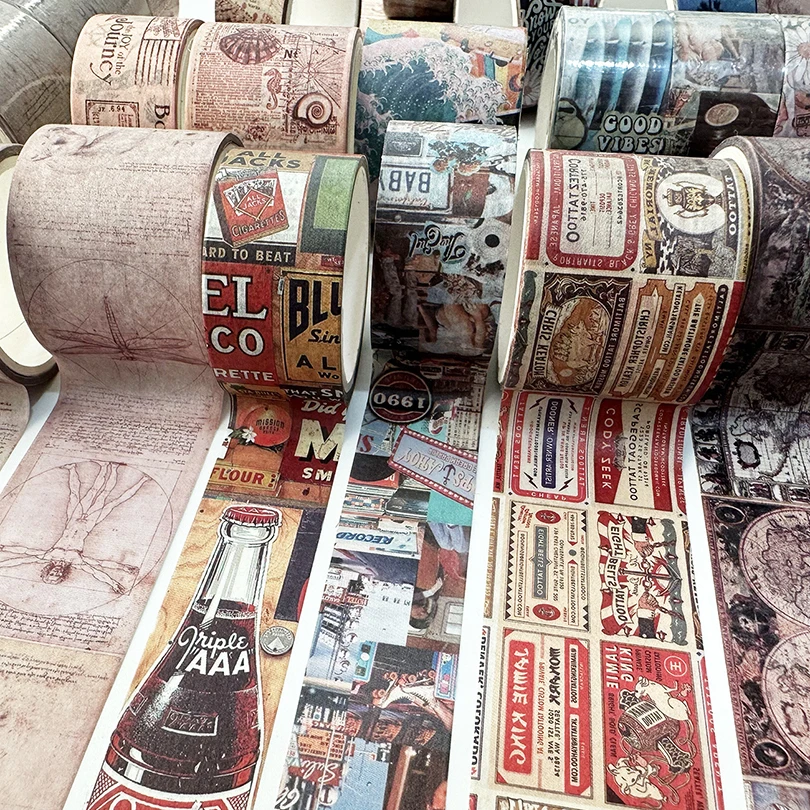 4Pcs Retro Washi Tapes Scrapbooking Map Decorative Adhesive Tape Stationery Basic Masking Tape Journal Supplies Washi Tape Set 5