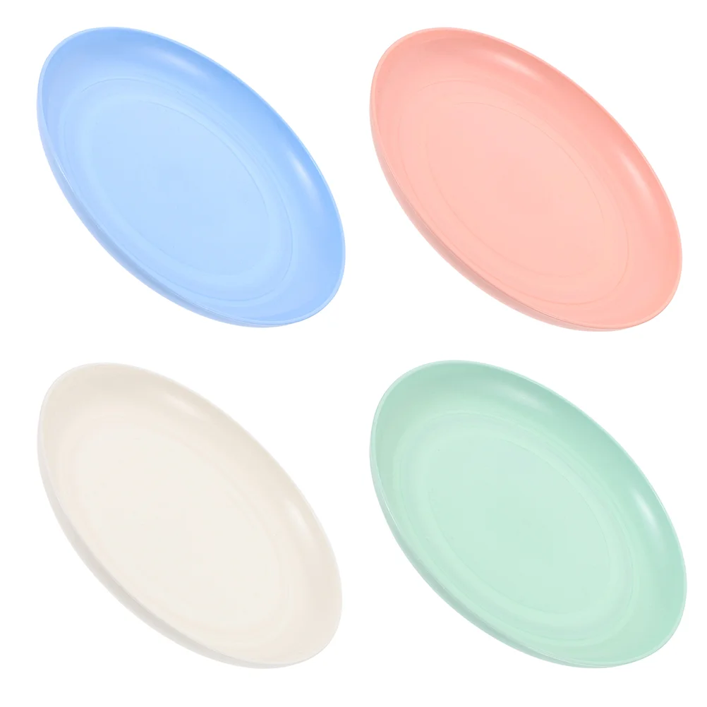

4 Pcs Cat Food Tray Pets Round Bowls for Cats Cute Indoor Plate Plastic Dishes and