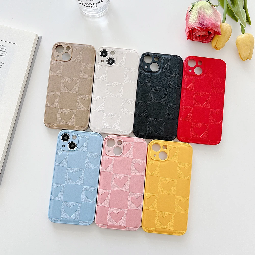 Cute Love Leather Coque Funda Phone Case For Iphone 13 11 12 Pro Max X Xr  Xs 7 8 Plus Lens Protection Cover Shockproof Cases - Mobile Phone Cases &  Covers - AliExpress