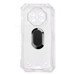Enhanced Back Ring Holder Bracket Phone Case - TPU Soft Silicone, 6.78 for Doogee S300 Pro (Clear Tpu A Black)