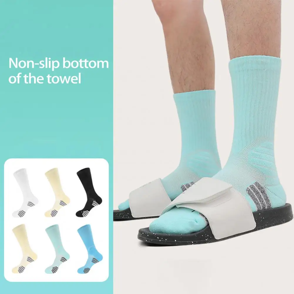 

1 Pair Non-pilling Basketball Socks Cotton Sports Socks Anti-slip High-top Terry Bottom Sports Socks Moisture Absorption