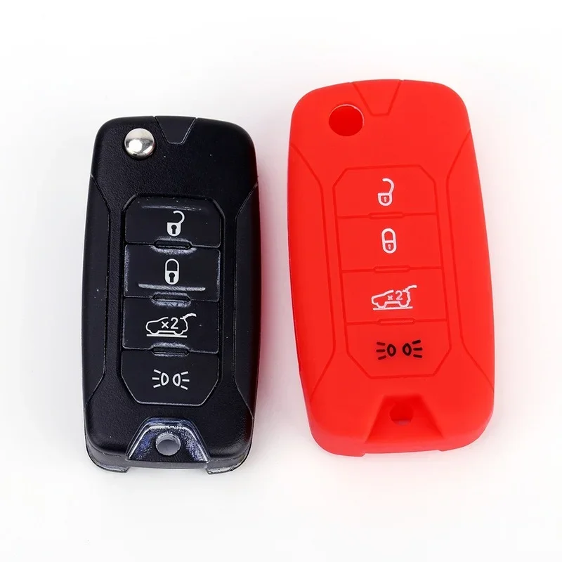 Silicone Car Key Case Cover Shell Bag for Jeep Renegade 4 Buttons Folding Remote Key key case key case cover car key shell