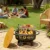 32 Inch Fire Pit with Swivel Cooking Grate,3-in-1 Wood Burning Firepit with Grill,Outdoor Fire Pits Table with Metal Lid and Pok 3