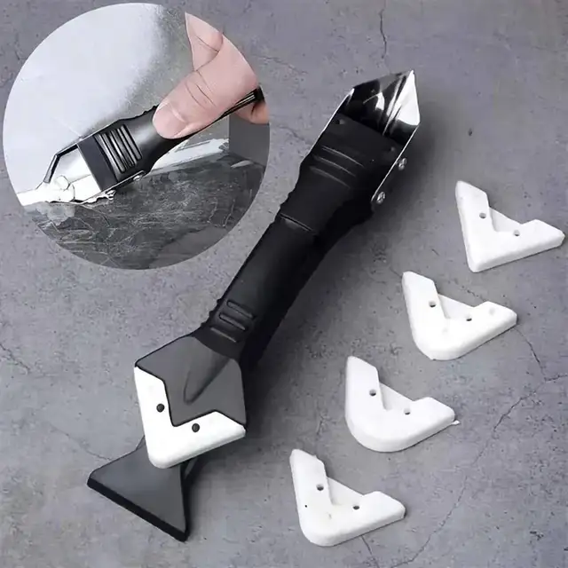 Kit d'outils 5-en-1 pour enlever le mastic, décapage de coulis, finition de colle, grattoir d'angle pour la rénovation des fenêtres et des éviers 1