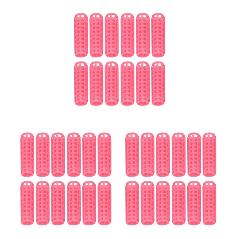 

36 Pcs Pink Plastic DIY Hair Styling Roller Curlers Clips