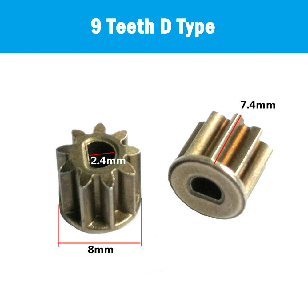 Metal Motor Gears 9 Teeth /12 Teeth /D Type Gear For Cordless Drill 550 Motor Power Tool Accessories