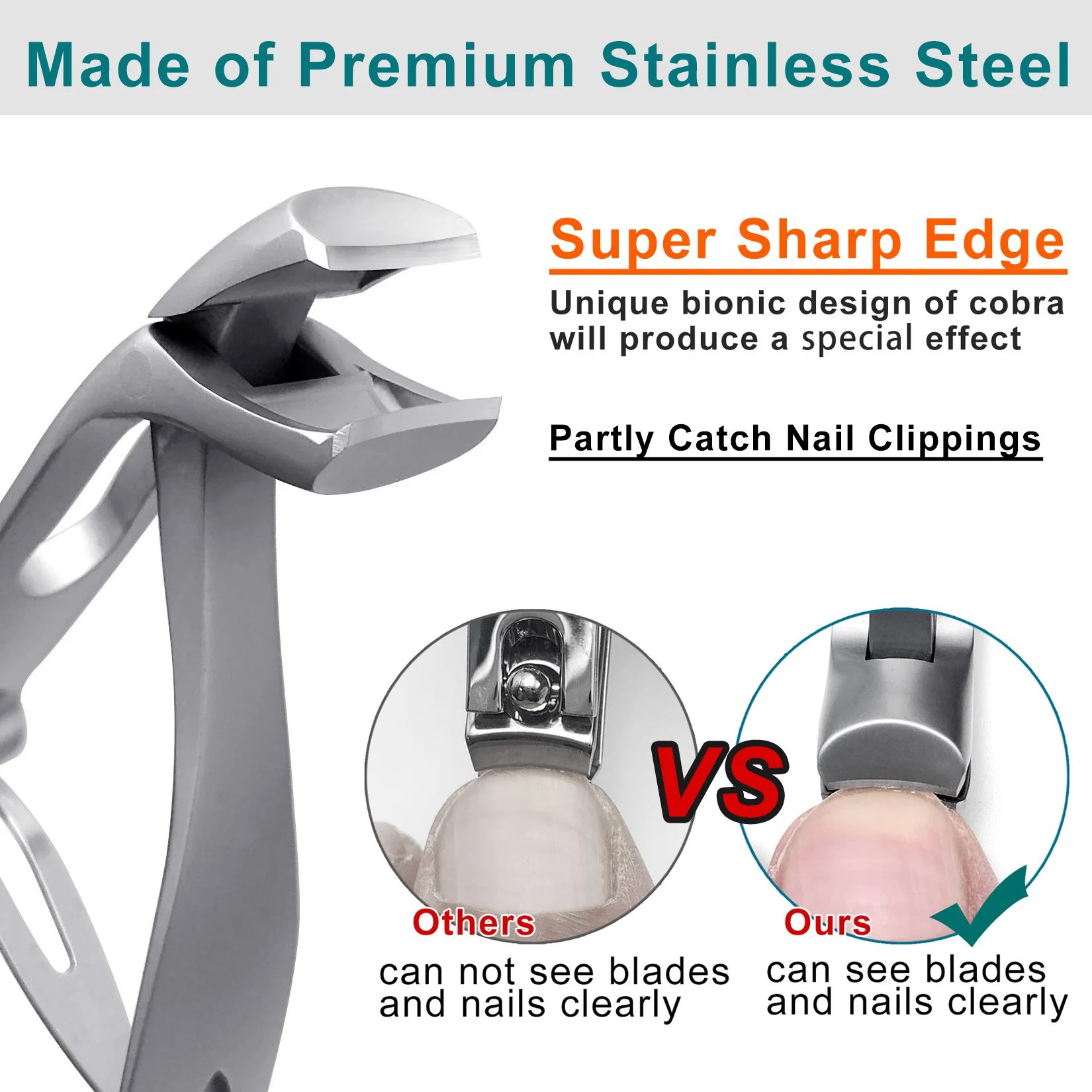 Ultra Sharp Stainless Steel Nail Clippers, Fingernail & Toenail