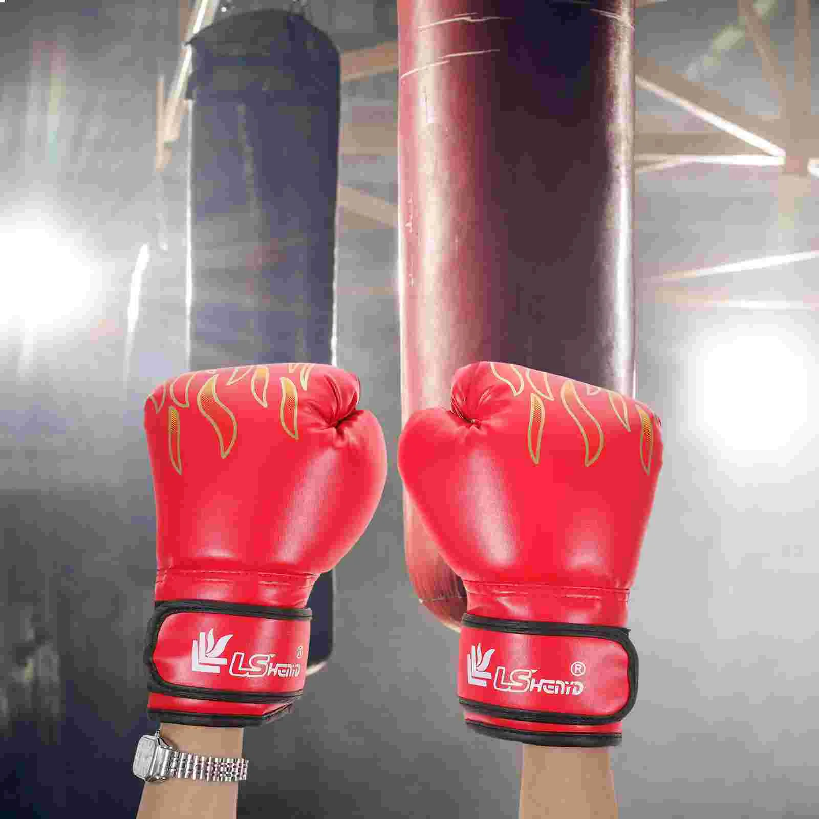 

Kids Mittens Fighting Gloves Earth Tones Boxing Training PU Wrestling Red Child