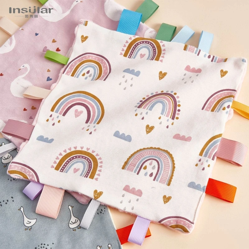 

Cartoon Comfort Blanket Baby Cartoon Comforting Towel Soft for Soothing & Entertaining Infants Suitable for 0-12 Months QX2D