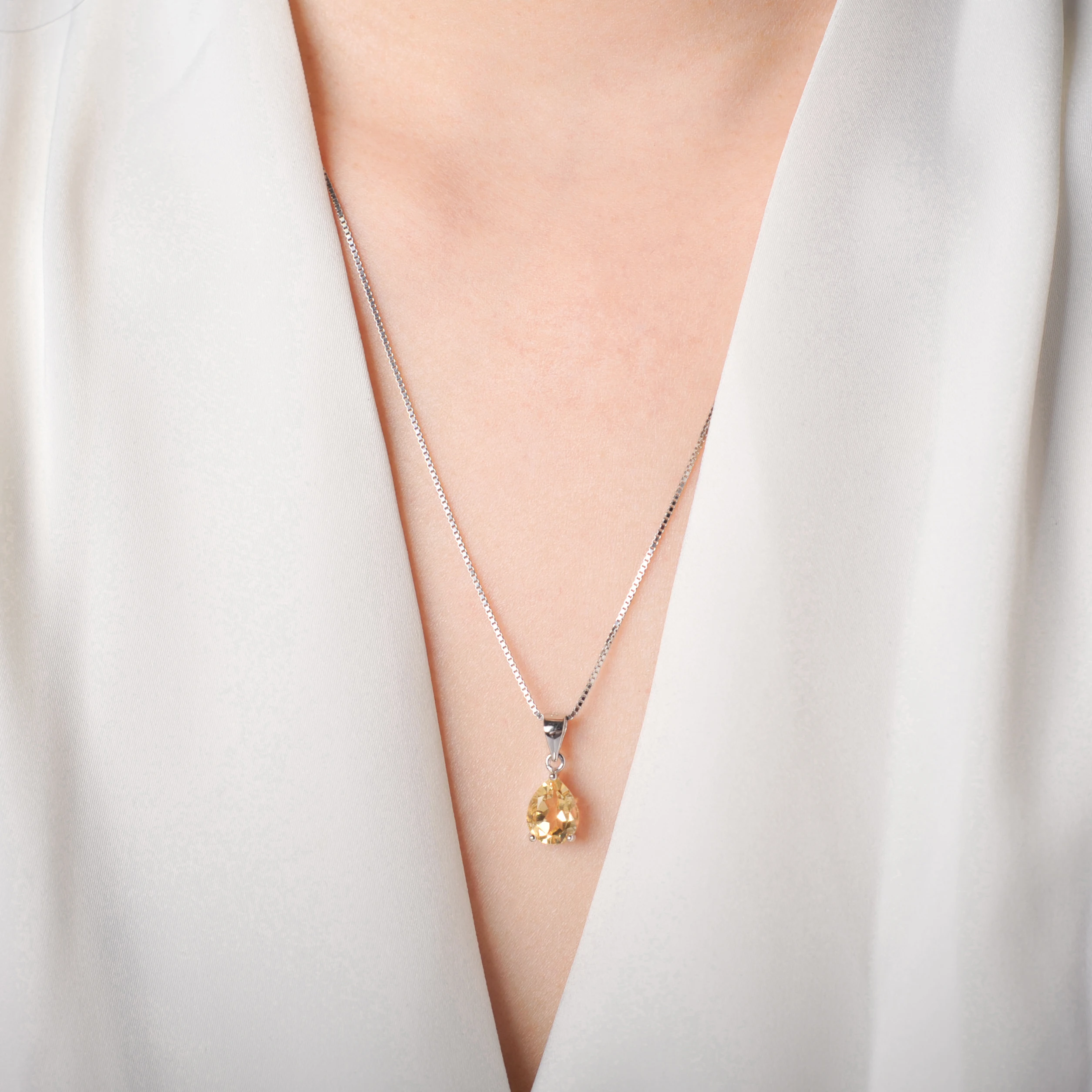 ネックレス レディース シトリン オーバル シルバー 40代 50代