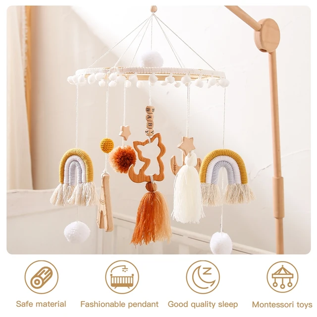 1Set 0-12 Months Baby Mobile Rattles Toys Customizable Name Rainbow Bed Bell Room Decor Kids Musical Hanging Toy Birthday Gifts 2