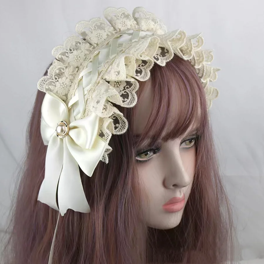 1Pcs Frauen Nette Spitze Gothic Lolita Stirnband Kopfschmuck Anime Maid Cosplay Haar Zubehör Headwear Kopfschmuck Haar Clips – Detail 11