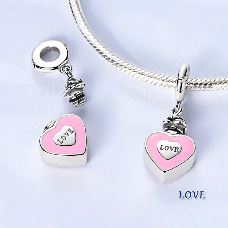 Charms aus 925er-Sterlingsilber, Herz, Katzenpfoten, Zähne, Fliege, Anhänger, Perlen, passend für Original-Armbänder, Charm-DIY-Schmuck, Geschenk für Frau – Detail 9
