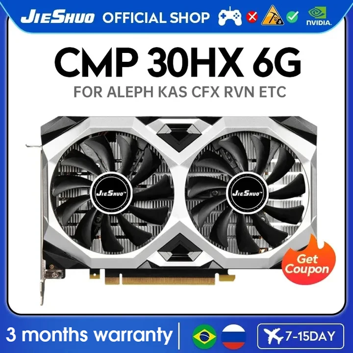 JIESHUO CMP 30HX 6 ГБ выделенная графическая карта для майнинга GDDR6 192 бит 30HX 6G NVIDIA GPU архитектура эффективный Minin KAS RVN CFX Eth