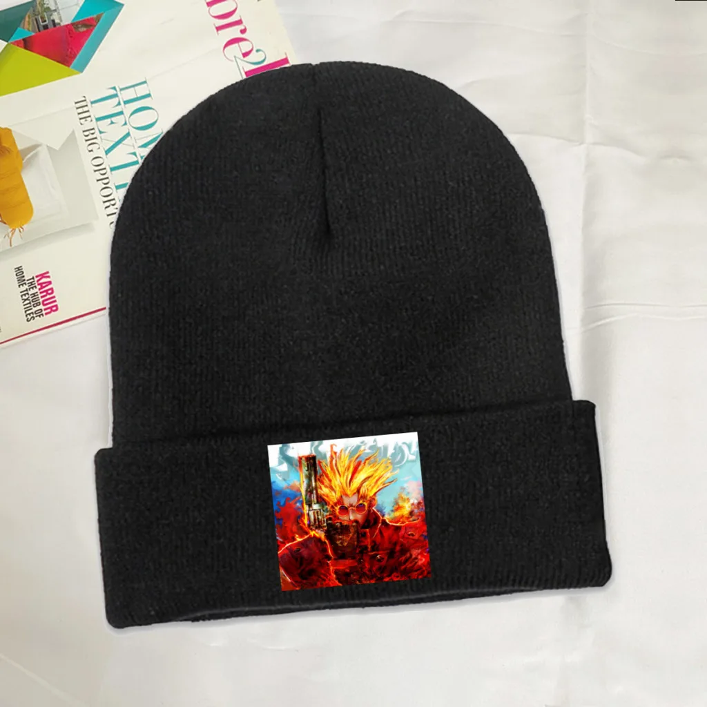 

Trigun Chapel The Evergreen Comic Skullies Beanies Caps Fire Knitted Winter Warm Bonnet Hats Unisex Ski Cap