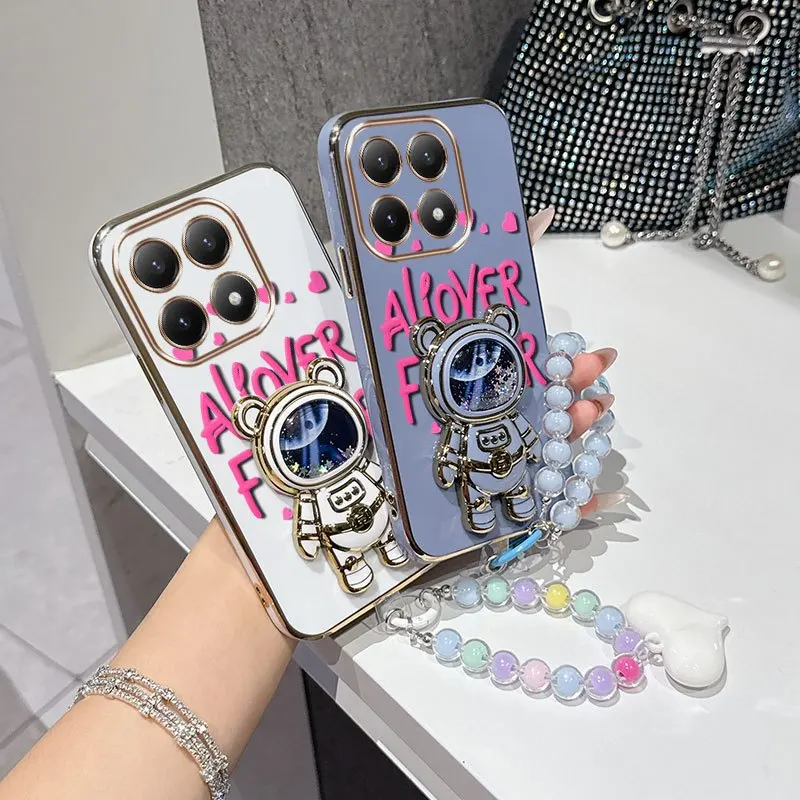 3-Piece Floral Phone Accessory Set: Fansphone Case, Bead Lanyard & Stand