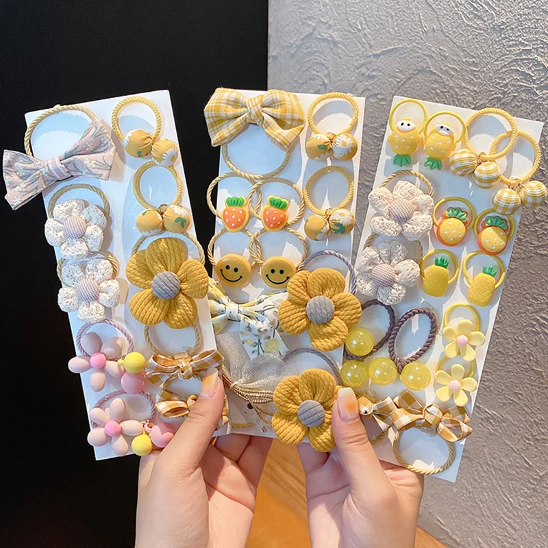 

(10 Pieces/Lot) Cute Children's Hair Rope Set Does Not Hurt Hair Rope High Elastic Rubber Band Hair Headdress