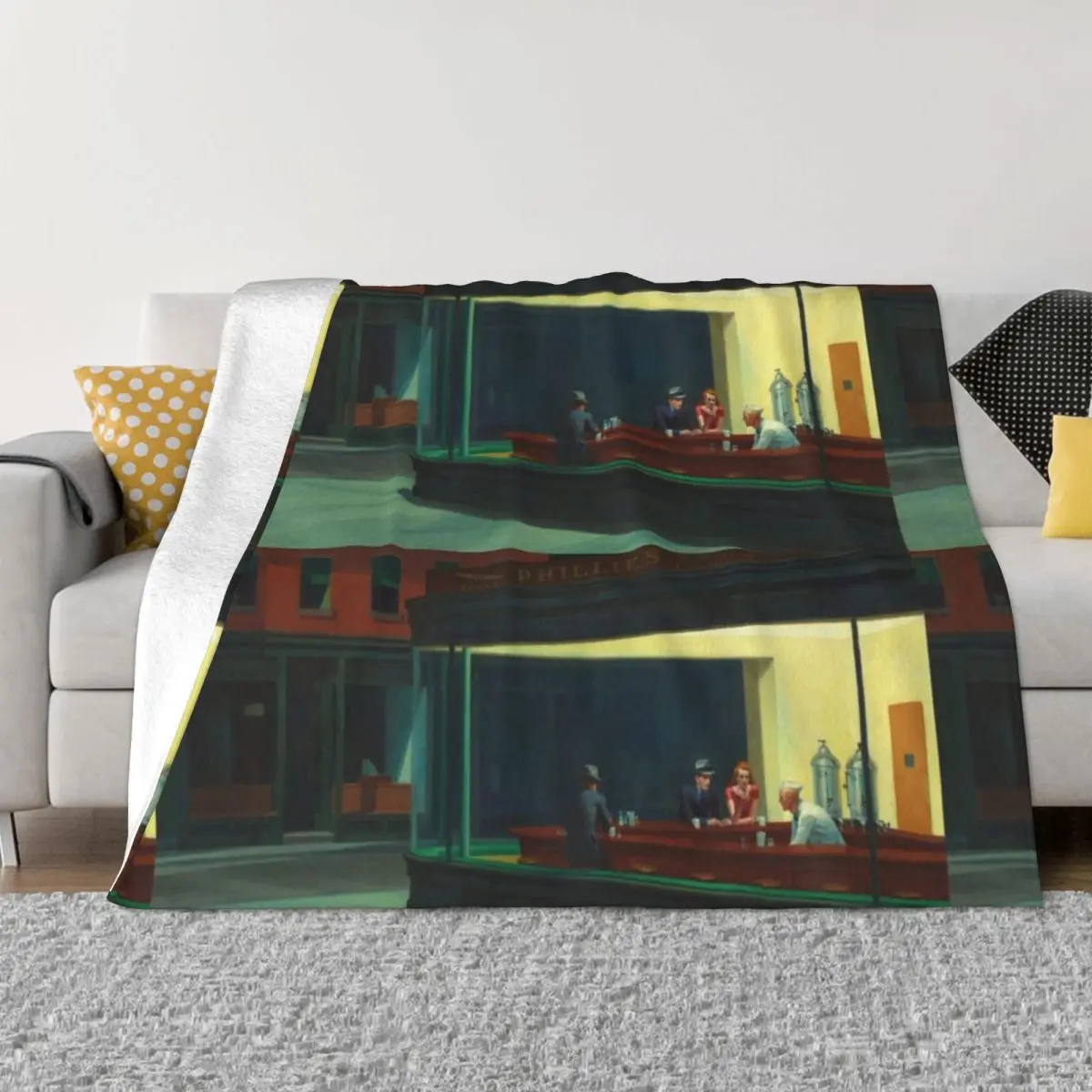 

Nighthawks Throw Blanket funny gift Custom heavy to sleep Blankets