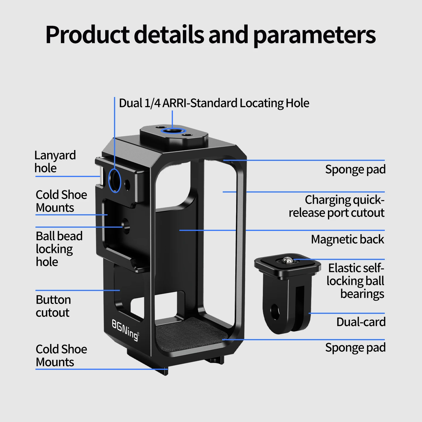 Metallkäfigrahmen für DJI Osmo Nano Kamera mit 1/4 Zoll Schraubenloch, Cold Shoe Halterung, Erweiterung für Mikrofon- und Lichthalterung, Stativadapter – Detail 15