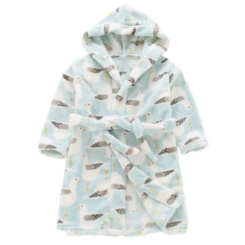 Kids Pajamas Set Cartoon Hooded Bathrobe Sleepwear for Boys Girls Autumn Winter
