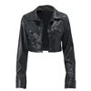Xeemilo Autumn Faux Leather Short Jacket Y2K Turn-down Collar Fashion Botton Decoration PU Coat 2022 Grunge Street Casual Coats 6
