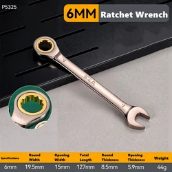 Flexible Golden Ratchet Wrench Set for Automotive and Motorcycle Repair (6mm)