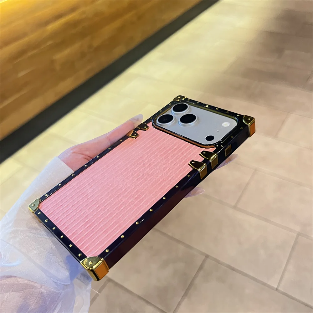 Plated Pu Leather Phone Case For Iphone Protective Cover Shell_voghion.com