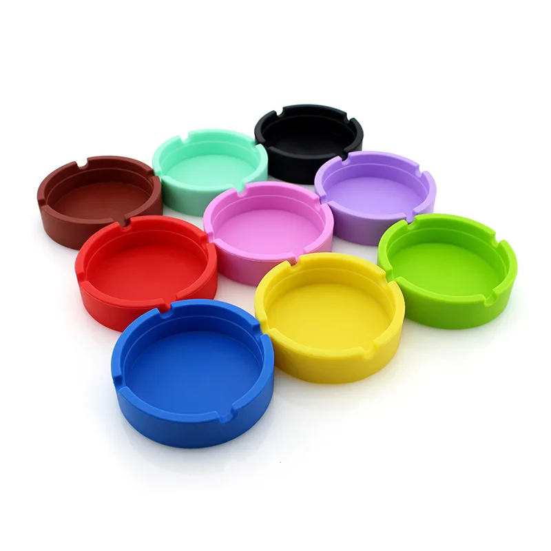 Heat Resistant Silicone Ashtray Light Circular Ashtray Fluorescent Smoke Outdoor Portable Cigarette Case Drop Creative Ashtrays silicone ashtray