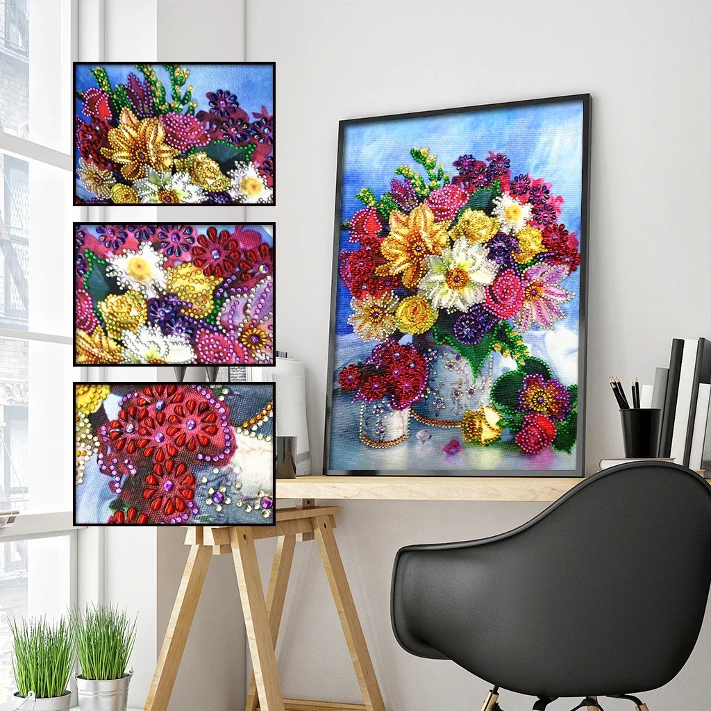 Colorful Flower Special Shaped 5D DIY Diamond Painting Embroidery Rhinestone Partial Drill Cross Stitch Kits Crystal Home Decor diamond painting
