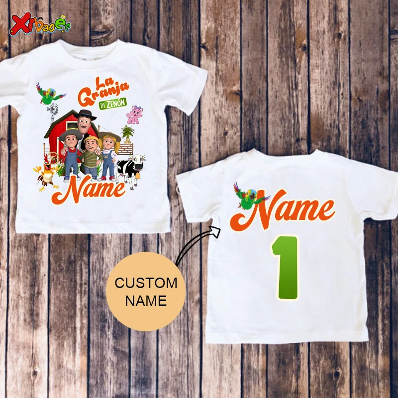 Farm Shirt for Kids Animal Cartoon Custom Name Shirt Toddler Baby Gift 3nd Birthday Shirt Teen Girl Clothes Shirt Boys Tee Zoo 2