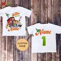 Farm Shirt for Kids Animal Cartoon Custom Name Shirt Toddler Baby Gift 3nd Birthday Shirt Teen Girl Clothes Shirt Boys Tee Zoo 2