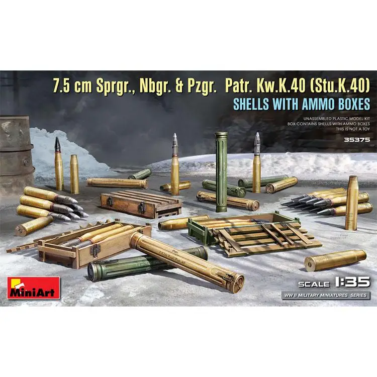 MiniArt 550035375 - Coffret Maquette 1:35 Obus 7.5cm Pour Canon Kw.K.40/Stu.K.40