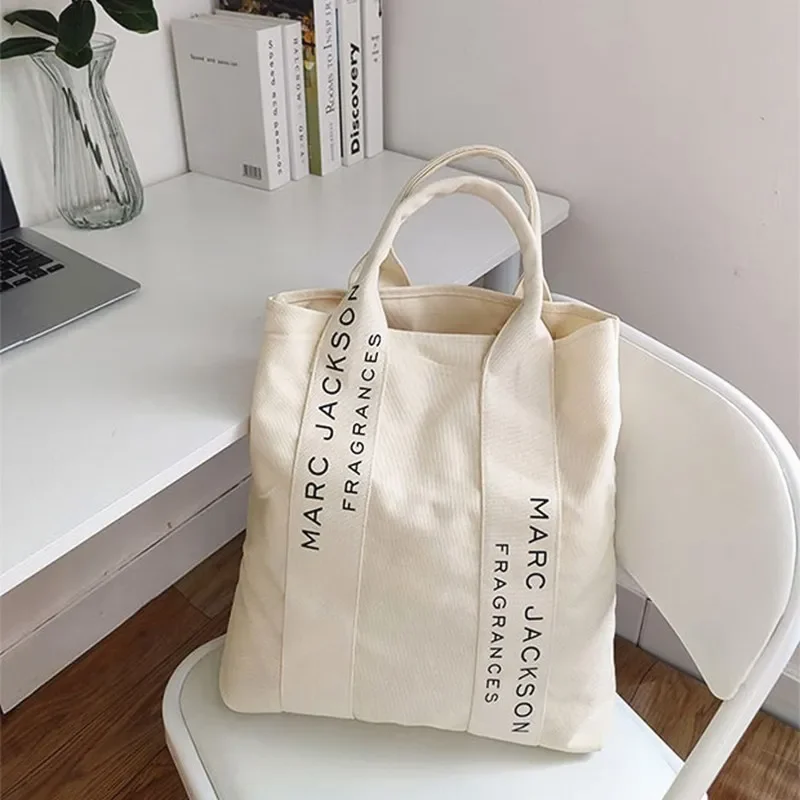 

Fabric Tote Shopping Shoulder Women Pc Bag Bag Minimalist Fashion 1 Large Bag Canvas And Letter White Black Reusable