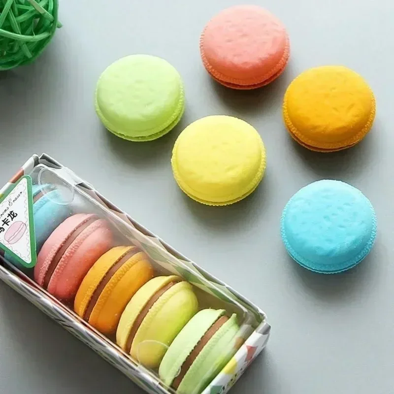 

5Pcs Creative Stationery Macaron Sandwich Biscuit Eraser Creative Cute Primary School Children's Rubber Award Cute Stationery