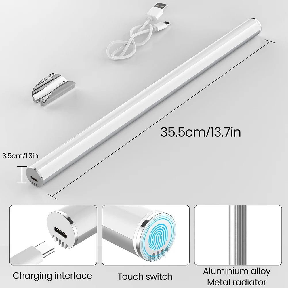 LED Eye Protection Light USB Charging Selfie Light Touch Switch Vanity Dimmable Cordless IP44 Waterproof for Dressing Room