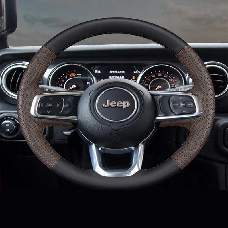 

Коричневая, черная натуральная кожа для Jeep Wrangler 2018-2024, защита для ручного шитья, Аксессуары для автомобилей