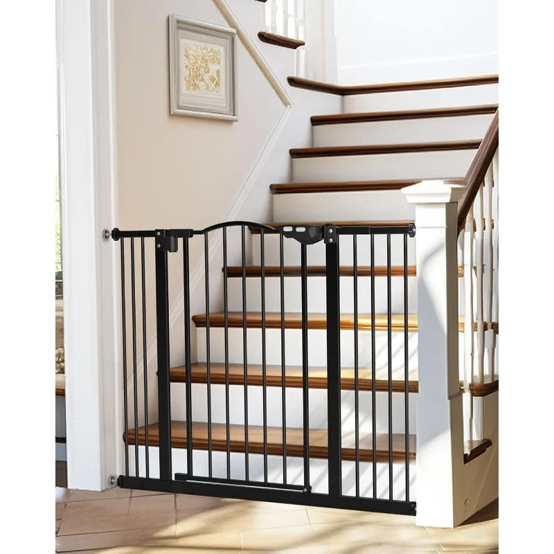 

39.6” Dog Gate for Stairs & Doorways, 30" Tall Baby Gate Pressure Mount Pet Gates, Easy Step Auto Close Both Sides Walk Thru